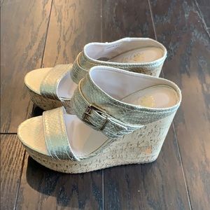 Gold wedges, snakeskin - never worn